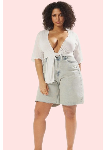 Kadın Yüksek Bel Denim Şort Geniş Paça Pamuk Günlük ve Rahat Kullanım Yaz Aylarının Vazgeçilmezi fiyatları