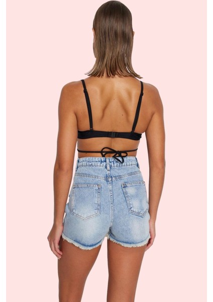 Kadın Denim Şort Pamuk; Yüksek Bel; Kısa Boy; Straight Kalıp; Yazlık Kombinler Için Günlük Kullanım modelleri