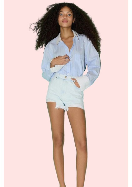 Kadın Pamuk Denim Şort Etek Kalıp Düz Desen Geniş Paça Yazlık Kısa Boy Günlük Stil Hafta Sonu