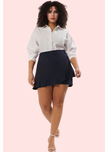 Kadın Şort Etek Dokuma Kumaş Geniş Paça Polyester Karışımlı Ofis ve Günlük Kaliteli Malzeme