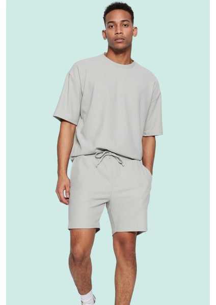 Erkek Rahat Kesim Şort; Polyester Elastan Dokulu Ottoman Kumaş Normal Bel Kısa Boy Günlük Kullanım fiyatları