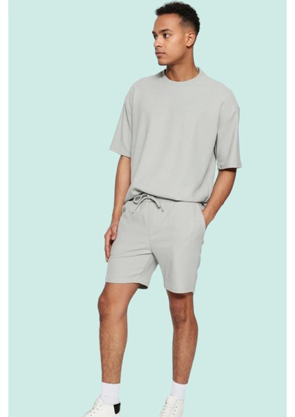 Erkek Rahat Kesim Şort; Polyester Elastan Dokulu Ottoman Kumaş Normal Bel Kısa Boy Günlük Kullanım modelleri