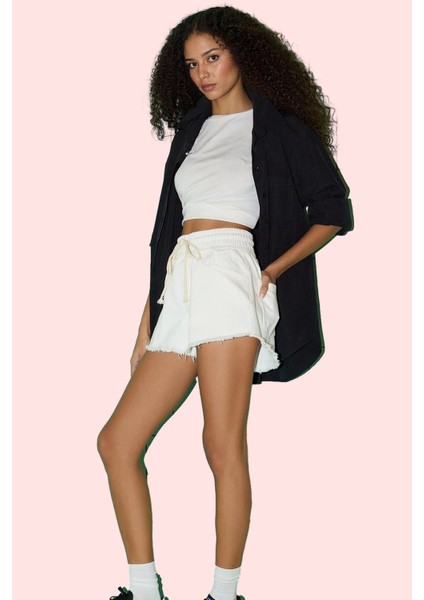 Kadın Denim Şort Geniş Paça Yüksek Bel Pamuk Günlük Kombinler Hafta Sonu Dayanıklı Malzeme fiyatları