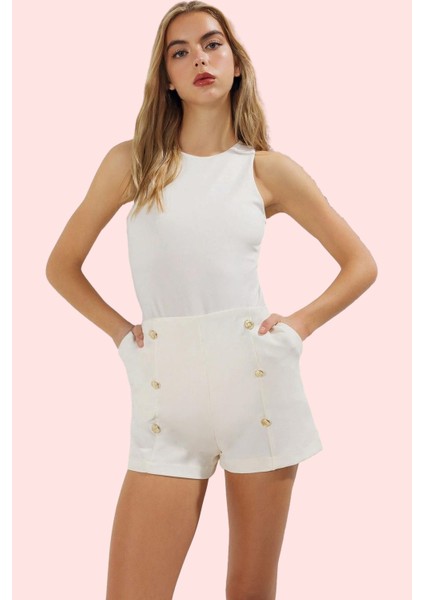 Kadın Yüksek Bel Boru Paça Bermuda Şort Günlük Kombinler Için Rahat ve Şık Kaliteli Malzeme