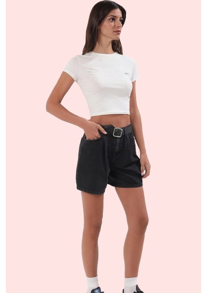 Kadın Yüksek Bel Pileli Denim Bermuda Şort Pamuk Yaz Aylarının Vazgeçilmezi Günlük Kullanım fiyatları