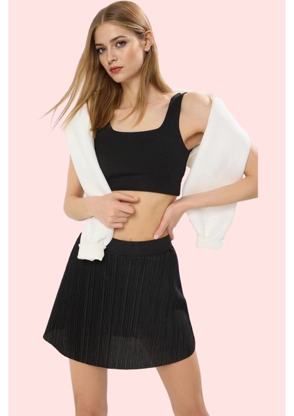 Kadın Yazlık Örme Spor Şort Etek Düz Desen Normal Bel Kısa Boy Günlük Kullanım Özel Günler