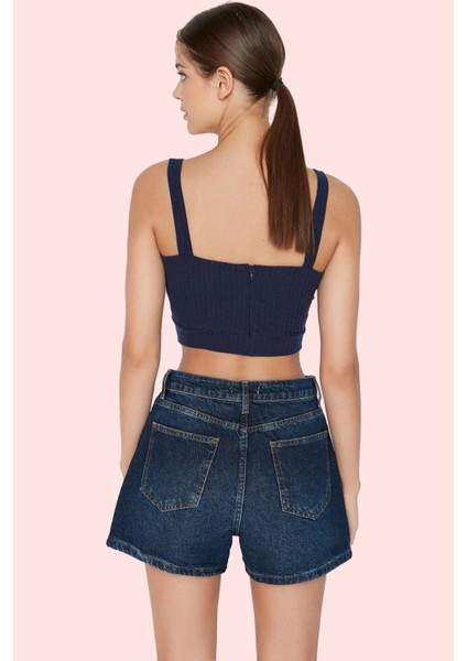 Kadın Pamuk Denim Mini Şort Düz Desen Yüksek Bel Günlük Kullanım Için Yaz Aylarının Vazgeçilmezi