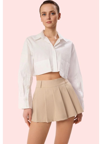 Kadın Kısa Boy Finike Dokuma Piliseli Şort Etek Rahat Günlük Hafta Sonu Yaz Aylarının Vazgeçilmezi