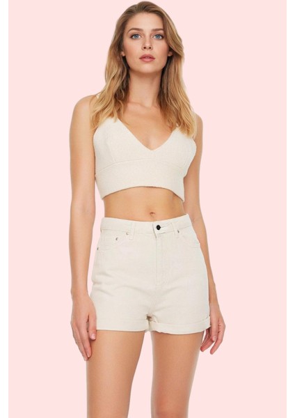 Kadın Denim Şort Yüksek Bel Pamuk City Short Rahat Günlük Hafta Sonu Yaz Aylarının Vazgeçilmezi