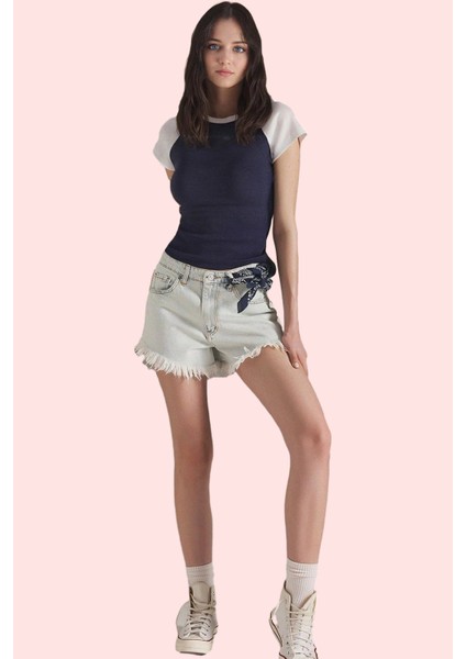 Kadın Yüksek Bel Kısa Boy Denim Şort Geniş Paça Pamuk Casual Stil Yaz Aylarının Vazgeçilmezi