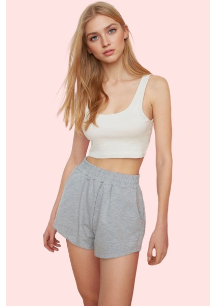 Kadın Pamuklu Şort Lastikli Bel Geniş Paça Rahat Günlük Stil Hafta Sonu Yaz Aylarının Vazgeçilmezi fiyatları