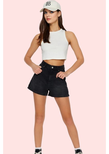 Kadın Pamuklu Denim Şort City Short Kalıp Mom Siluet Rahat Günlük Yaz Stilin Buluştuğu Yer fiyatları