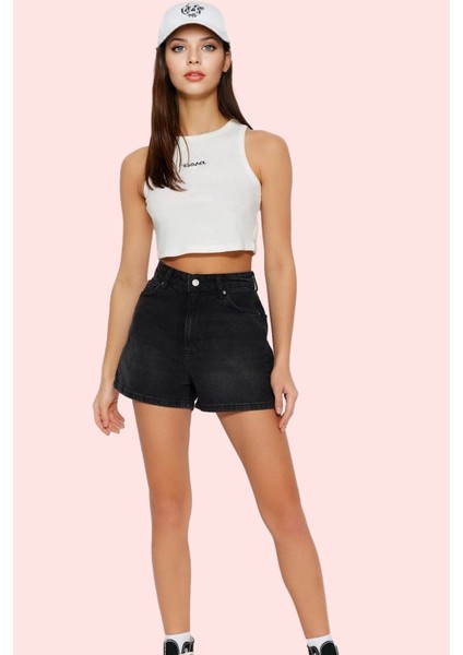 Kadın Pamuklu Denim Şort City Short Kalıp Mom Siluet Rahat Günlük Yaz Stilin Buluştuğu Yer modelleri