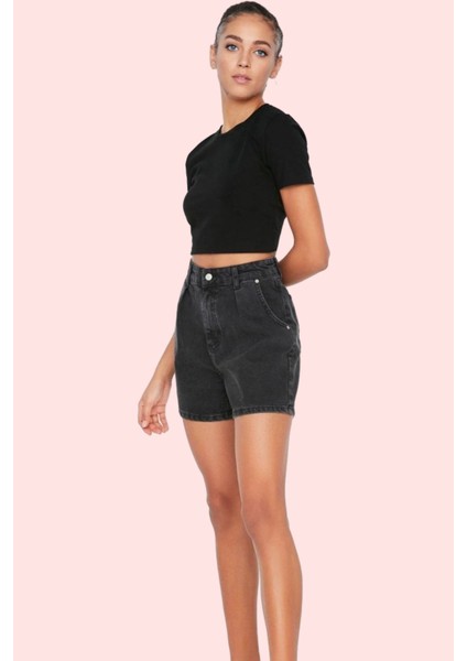 Kadın Yüksek Bel City Short Denim Şort Pamuklu Renk Günlük Kullanım Için Ideal Özel Günler fiyatları