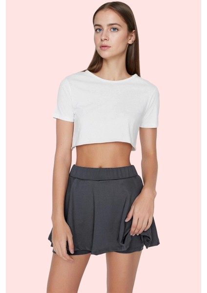 Kadın Renk Yüksek Bel Şort Etek Spor Giyim Için Ideal Nefes Alabilir Kumaş Rahat Kesim Hafta Sonu fiyatları