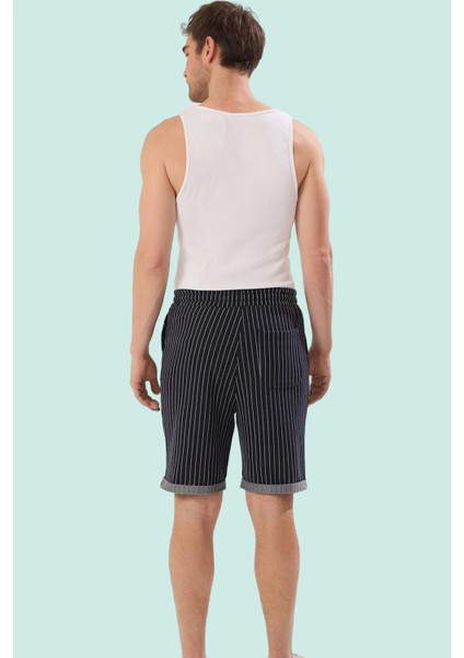 Erkek Kısa Boy Pamuk Straight Şort Çizgili Desenli Günlük Hafta Sonu Yaz Aylarının Vazgeçilmezi modelleri