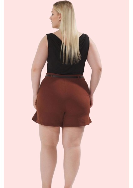 Büyük Beden Kadın Şort Etek; Dokuma Kumaş Yüksek Bel Kısa Boy Günlük Kullanım Modern Tasarım modelleri