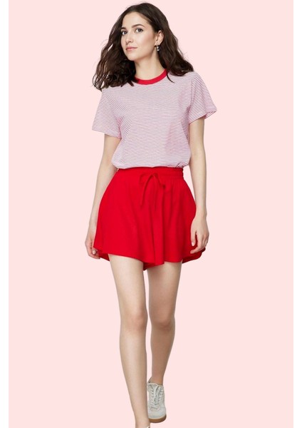 Kadın Örme Şort Yüksek Bel Geniş Paça Bürümcük Dokuma Günlük Kombin Yaz Aylarının Vazgeçilmezi