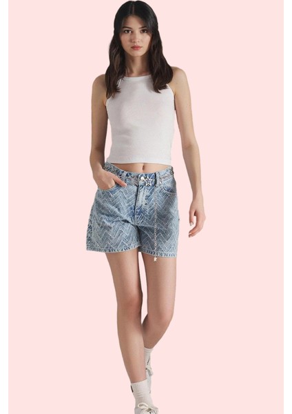 Kadın Yüksek Bel Pamuk Denim Şort Geniş Paça City Short Yazlık Günlük Yaz Aylarının Vazgeçilmezi fiyatları