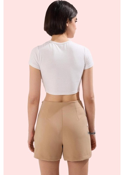 Kadın Yüksek Bel Kısa Şort Etek Bağcık Detaylı Dokuma Günlük Hafta Sonu Yaz Aylarının Vazgeçilmezi modelleri