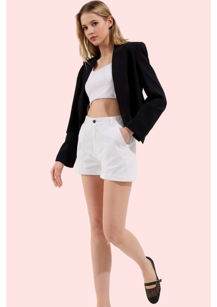 Kadın Denim Şort Pamuk Yüksek Bel Boru Paça Yazlık Günlük Hafta Sonu Yaz Aylarının Vazgeçilmezi fiyatları