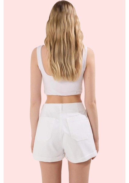 Kadın Denim Şort Pamuk Yüksek Bel Boru Paça Yazlık Günlük Hafta Sonu Yaz Aylarının Vazgeçilmezi modelleri