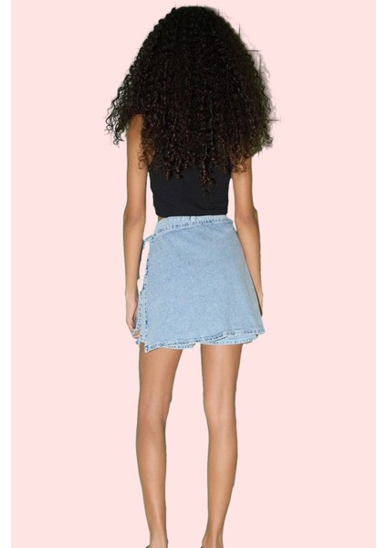 Kadın Pamuklu Denim Şort Etek; Yüksek Bel Boru Paça Düz Desen Günlük Stil Kaliteli Malzeme modelleri