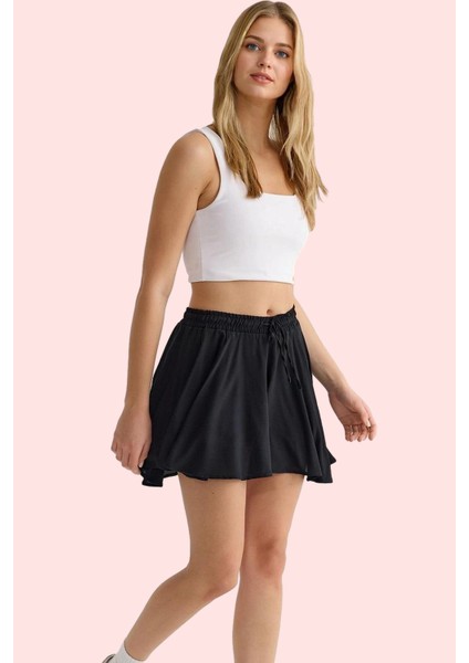 Kadın Mini Şort Etek Rahat Kesim Shally Dokuma Pamuklu Günlük Kombin Yaz Aylarının Vazgeçilmezi fiyatları