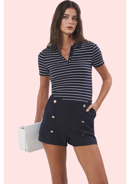 Kadın Yüksek Bel Boru Paça Bermuda Şort Günlük Kombinler Için Rahat ve Şık Kaliteli Malzeme