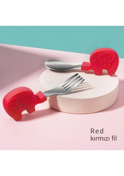 Bebek Yeme Kısa Saplı Çocuk Paslanmaz Çelik Çatal Kaşık (Yurt Dışından)