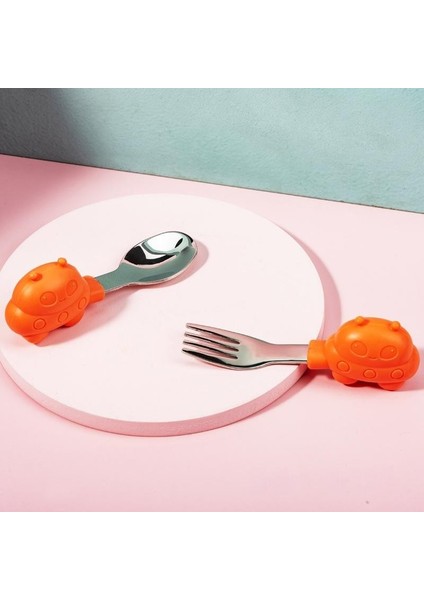 Bebek Yeme Kısa Saplı Çocuk Paslanmaz Çelik Çatal Kaşık (Yurt Dışından)