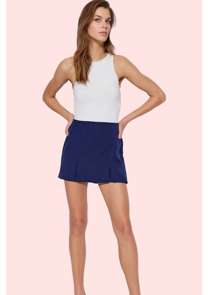 Kadın Finike Dokuma Şort Etek Yüksek Bel Kısa Boy Dar Paça Casual Günlük Stil Modern Tasarım