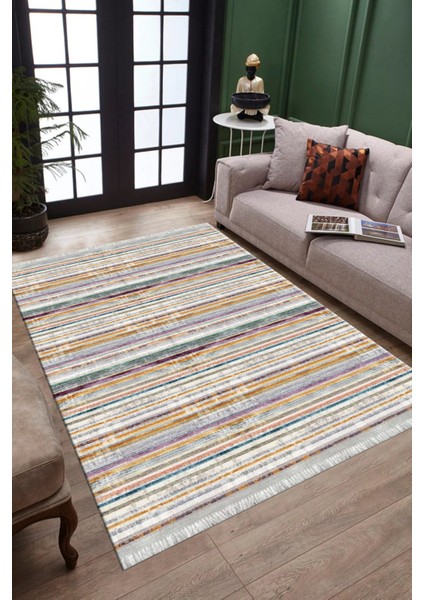 Kaymaz Tabanlı Halı Makinede Yıkanabilir Kilim Desenli Dot Tabanlı Oturma Odası Halısı 5019A modelleri