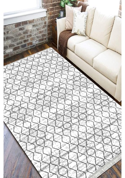 Kırık Beyaz Kilim Makinede Yıkanabilir Kaymaz Tabanlı Kilim Dot Tabanlı Salon Halısı 5041C fiyatları