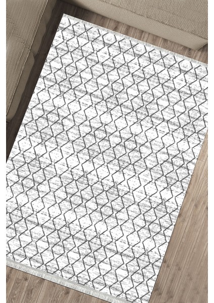 Kırık Beyaz Kilim Makinede Yıkanabilir Kaymaz Tabanlı Kilim Dot Tabanlı Salon Halısı 5041C fırsatları