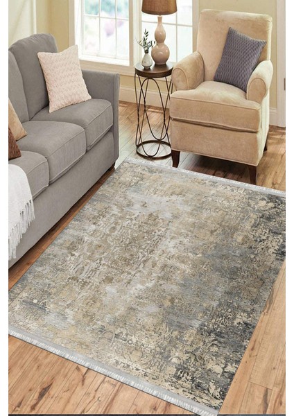 Bej Krem Halı Kaymaz Tabanlı Kilim Makinede Yıkanabilir Dot Tabanlı Salon Halısı 5115B modelleri