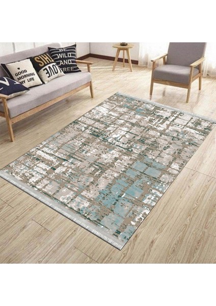 Baskılı Dijital Halı Kaymaz Tabanlı Kilim Makinede Yıkanabilir Dot Tabanlı Salon Halısı 5139A