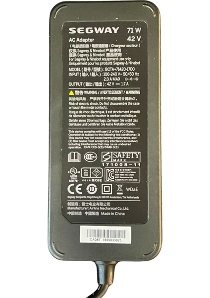 Onvo OV006 OV007 OV-X12 Plus Uyumlu 42V-1.7A Scooter Şarj Cihazı modelleri