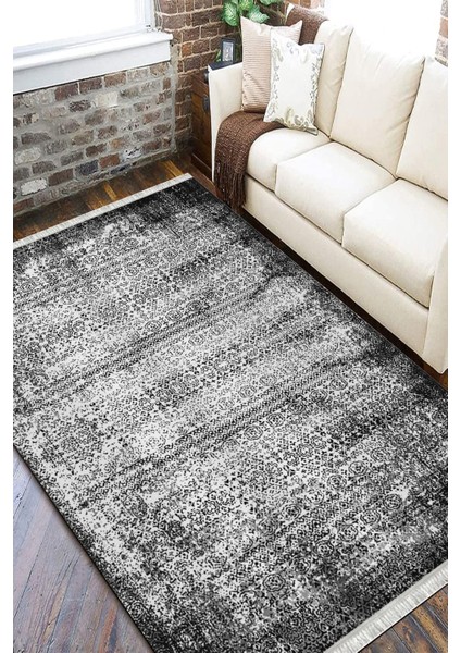 Antrasit Klasik Kilim Yıkanabilir Halı Kaymaz Taban Kilim Dot Tabanlı Oturma Odası Halısı 5257A fiyatları