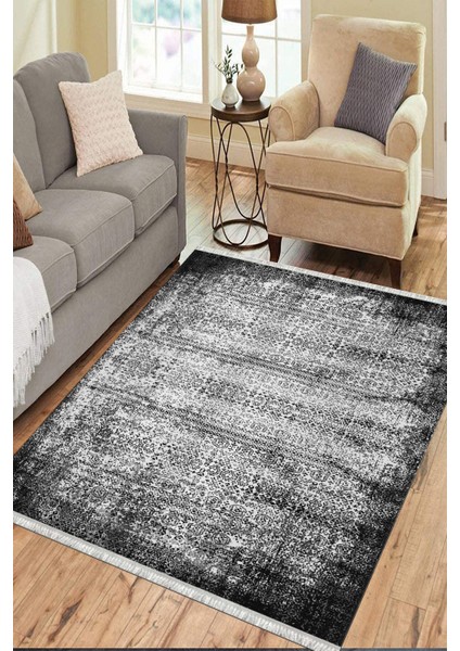 Antrasit Klasik Kilim Yıkanabilir Halı Kaymaz Taban Kilim Dot Tabanlı Oturma Odası Halısı 5257A modelleri