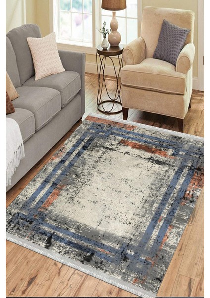 Bej Renk Eskitme Halı Kaymaz Tabanlı Kilim Makinede Yıkanabilir Dot Tabanlı Salon Halısı 5091B modelleri