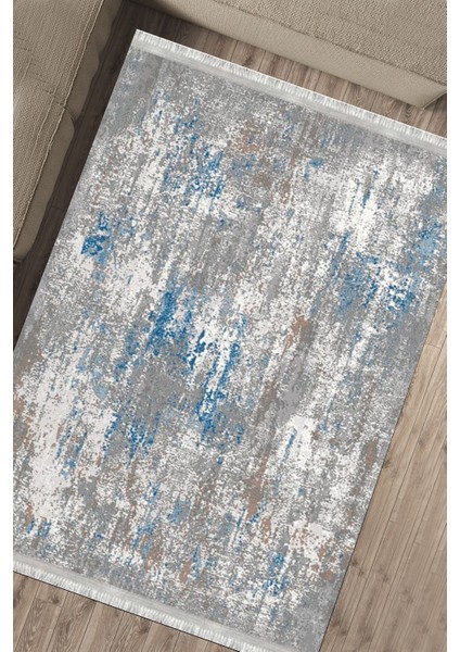 Lacivert Dijital Halı Kaymaz Tabanlı Kilim Makinede Yıkanabilir Dot Tabanlı Salon Halısı 5128A fırsatları