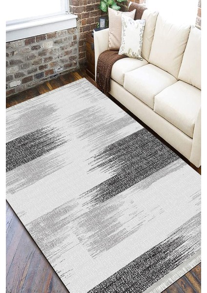 Beyaz Gri Geçişli Kaymaz Tabanlı Kilim Makinede Yıkanabilir Dot Tabanlı Salon Halısı 5164B fiyatları