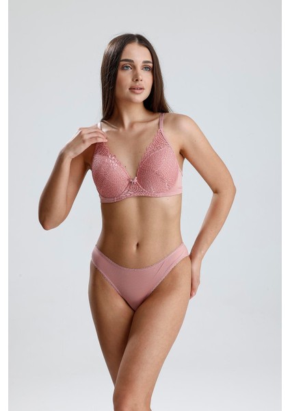 Desteksiz Dantelli Sütyen Takım | Pembe 669 fiyatları