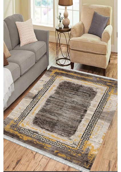 Kahverengi Modern Makinede Yıkanabilir Halı Kaymaz Taban Kilim Dot Tabanlı Salon Halısı 5239B modelleri