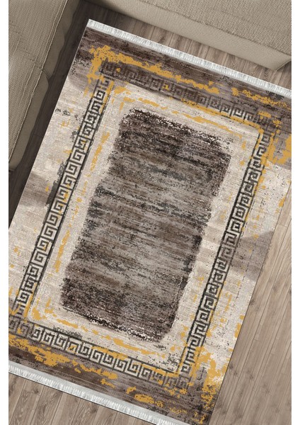 Kahverengi Modern Makinede Yıkanabilir Halı Kaymaz Taban Kilim Dot Tabanlı Salon Halısı 5239B fırsatları