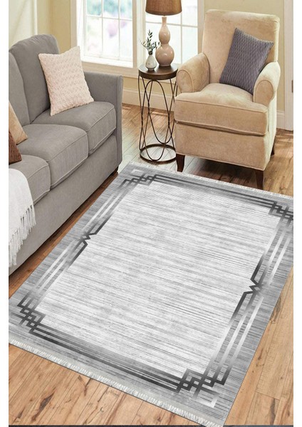 Gri Modern Halı Makinede Yıkanabilir Halı Kaymaz Taban Kilim Dot Tabanlı Salon Halısı 5242A modelleri