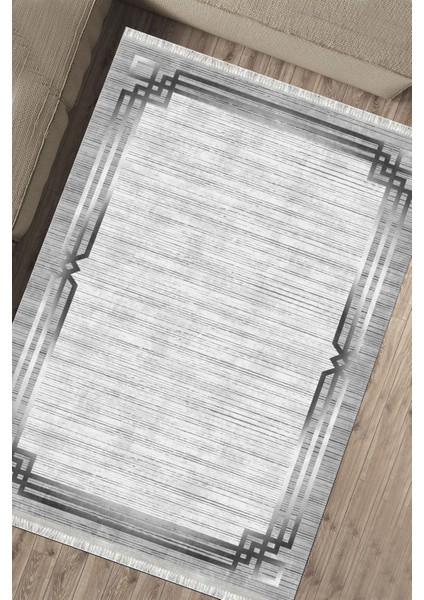 Gri Modern Halı Makinede Yıkanabilir Halı Kaymaz Taban Kilim Dot Tabanlı Salon Halısı 5242A fırsatları
