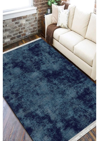 Lacivert Renk Kilim Kaymaz Tabanlı Kilim Makinede Yıkanabilir Dot Tabanlı Salon Halısı 5176B fiyatları