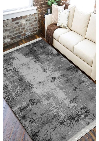 Gri Antrasit Halı Kaymaz Tabanlı Kilim Makinede Yıkanabilir Dot Tabanlı Salon Halısı 5078A fiyatları